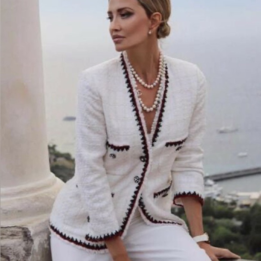 NWT Zara off white tweed jacket